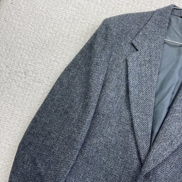 Vintage Harris Tweed Blazer Mens 42T Sport Coat Suit Jacket Dark Blue Wool - Picture 3 of 16